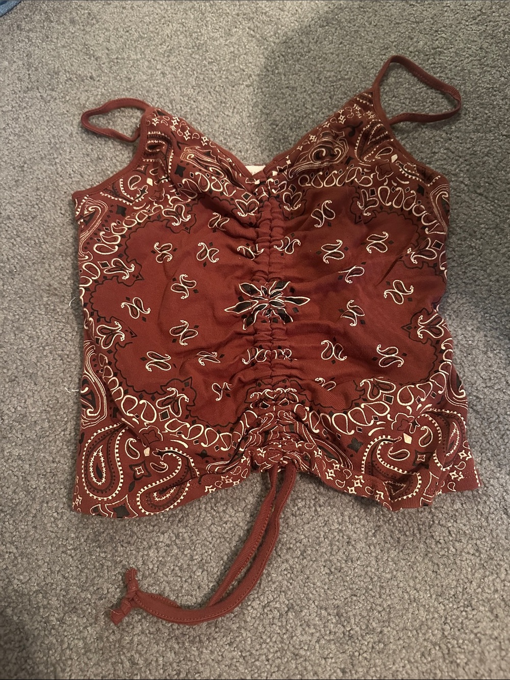 Gilded Intent Rust Bandana-Print Ruched Cami